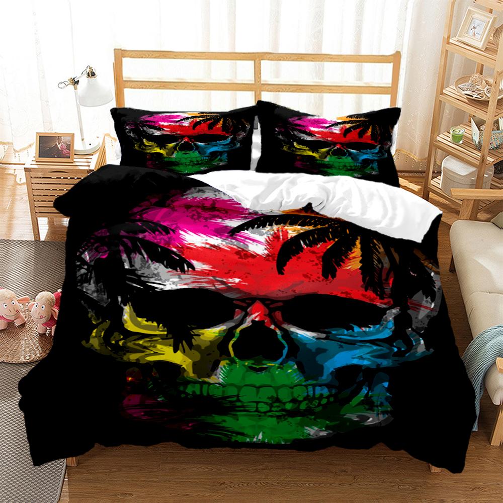Mysterious Colored Skeleton Digital Print Polyester Bedding Sets Child Kids Covers Boys Bed Linen Set For Teens Quilt cover Set