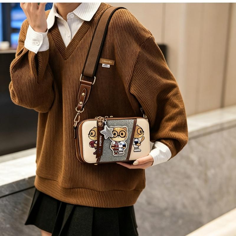 BEIBAOBAO New Cute Cartoon Bear Women's Messenger Bags Creative Trendy Ladies Single Shoulder Bags Fashion Lightweight Simple Underarm Bags for Female