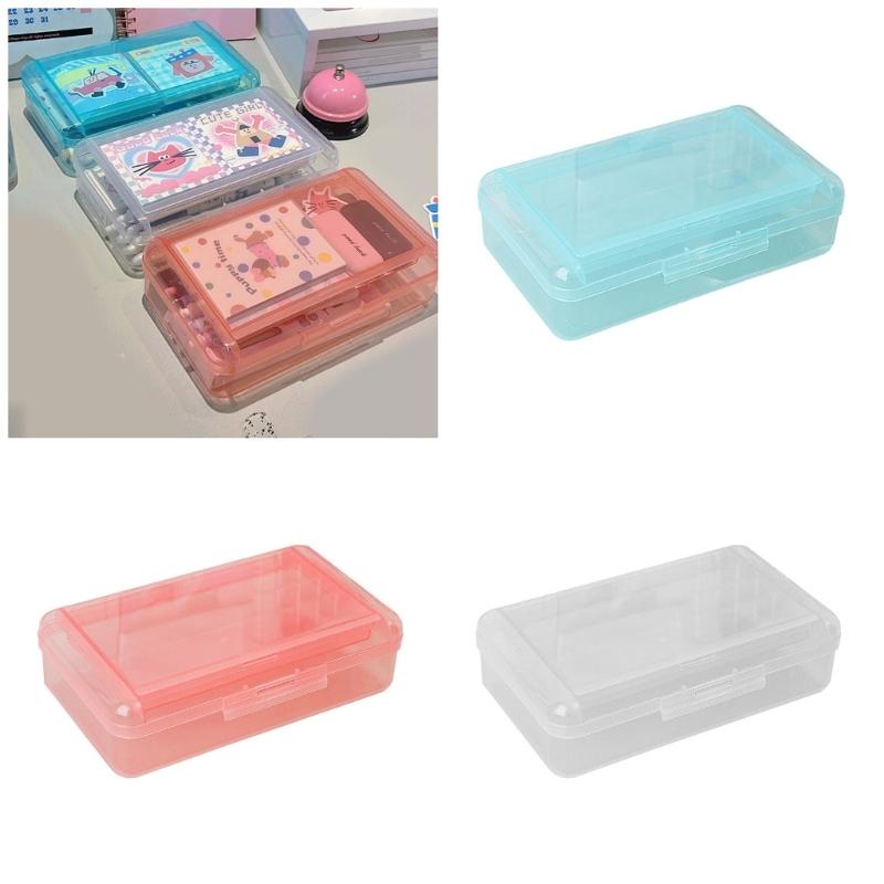 High Capacity Pencil Case Double Layer Pen Storage Box Portable Pen Organizers Clear Colored Pencil Case for Kid Student