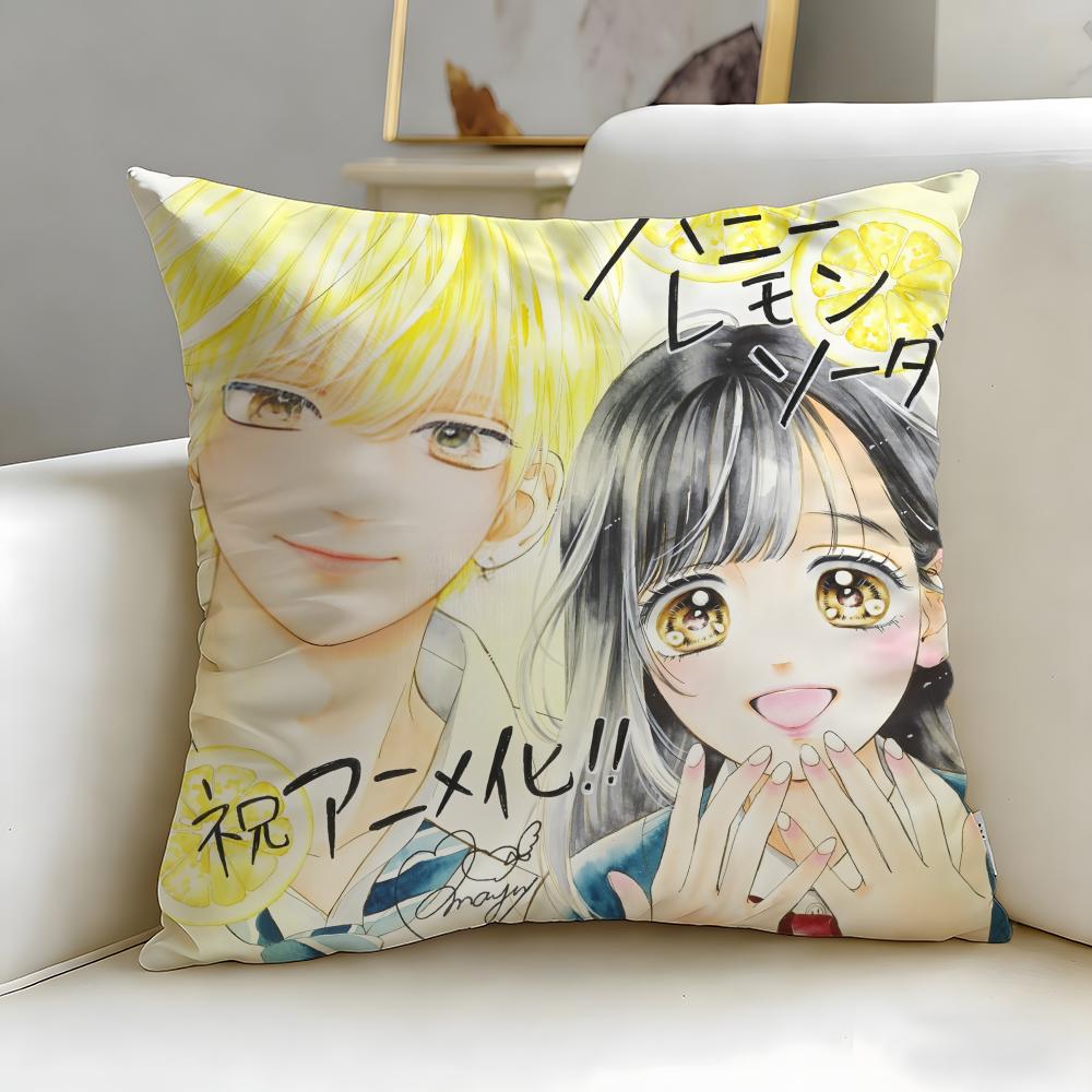 Classic Anime Honey Lemon Soda Cushion Cover Soft  EasyWash Pillow Case  Versatile for Couch Bed Travel and Office