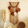 Handmade cotton thread weaving wooden bead leaf tapestry minimalist home decor bedroom homestay wall decoration