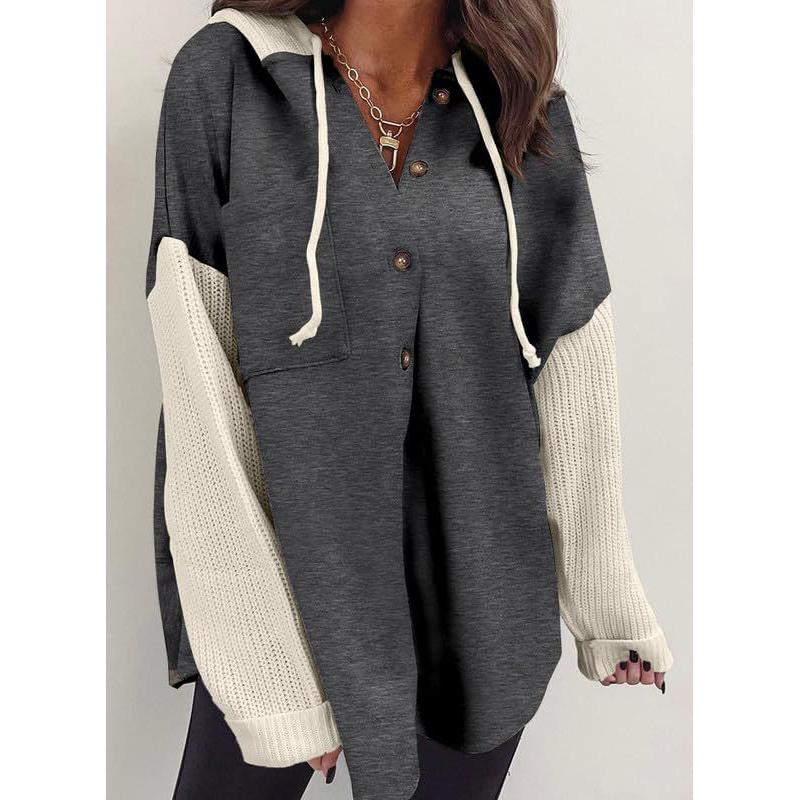 Women Autumn Cardigans Coats Ladies Single Breasted Long Sleeve Hooded Jackets Outerwear Tops