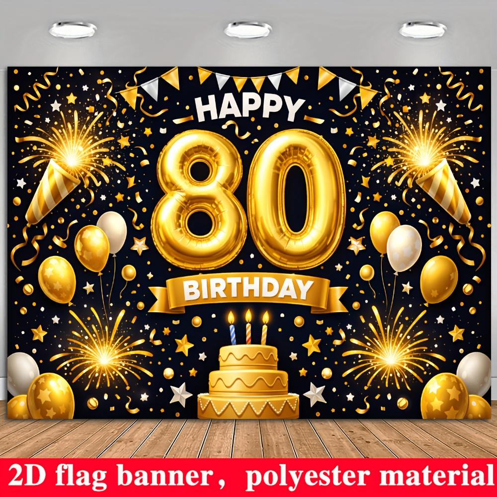 One 2D flag an 80th birthday theme banner background made of polyester material.