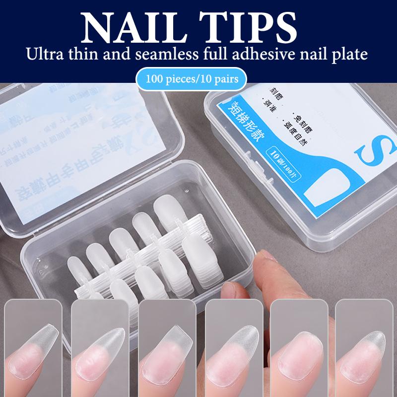 100PCS/Box Fake Nail Tips Medium Design Matte Finish False Nails Manicure Tool Extension Press On Nails