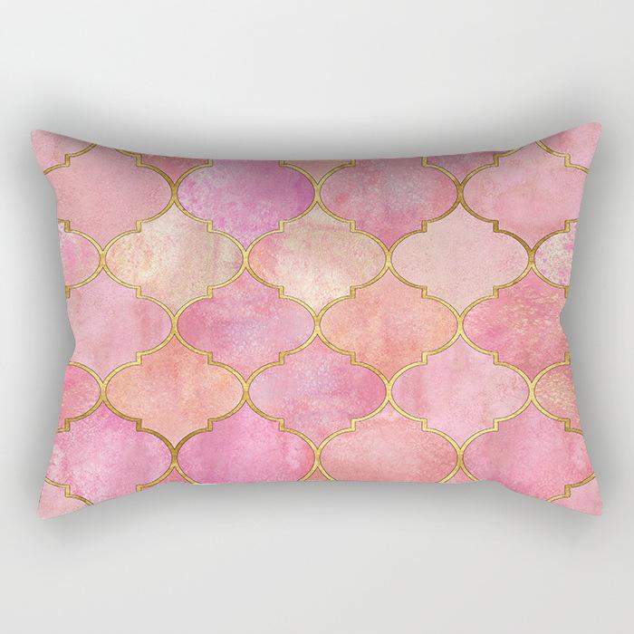 Ins Pink Geometric Waist Pillow Case Car Sofa Pillow Cushion Cover Pillow Case Pillow Case Pillow Case