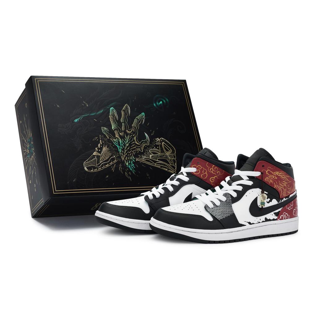 Jordan Air Jordan 1 Vintage Basketball Shoes Men's Mid top White/Black DQ8426-301(Team80-S-BOX)