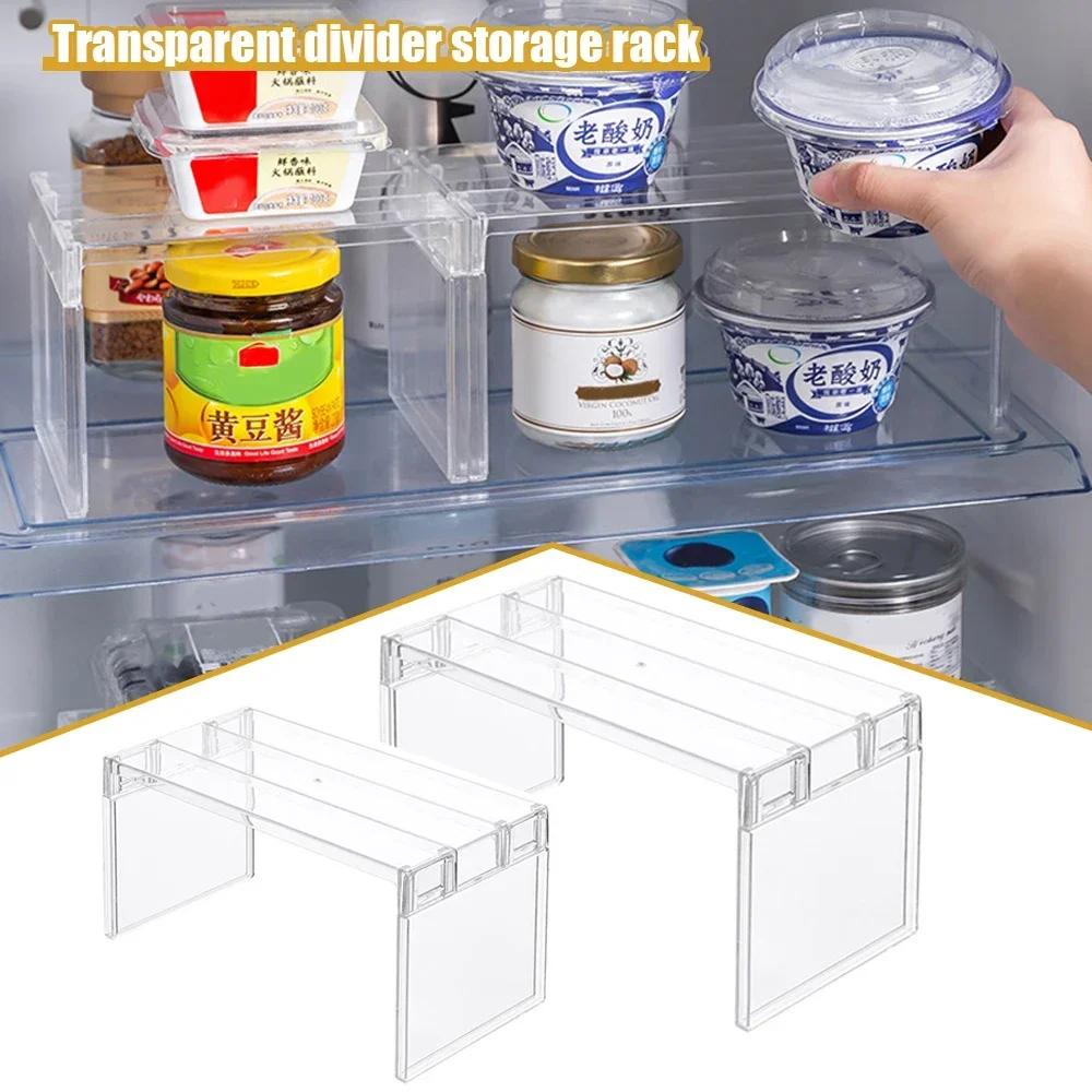 Transparent Refrigerator Organizers Storage Rack Fridge Layered Separator Shelves Desktop Stand Save Space Kitchen Accessories