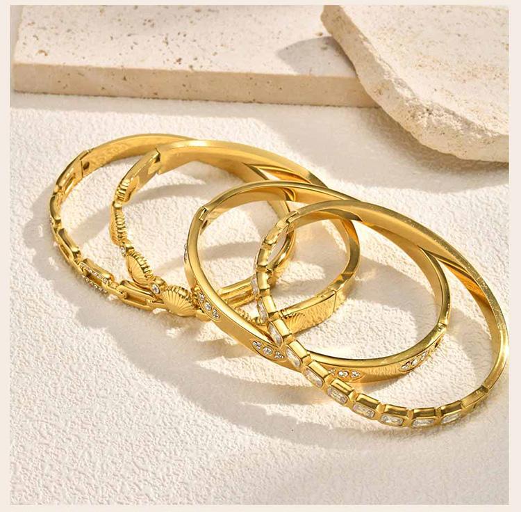 Zircon Stainless Steel Bangle Bracelet for Women, Elegant Stack Hand Wrist Sparkling Crystal Inlay, Non Tarnish Jewelry