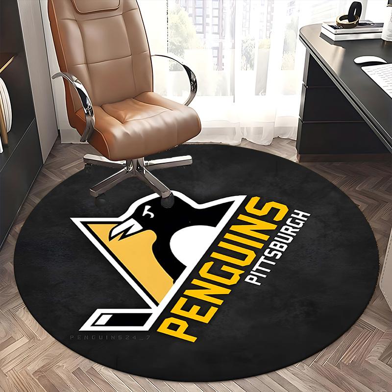 Penguins Hockey Puck Chair mat Round Rug-Office carpet, Non-slip, Suitable for Living Rooms, Bedrooms decor.1205022a