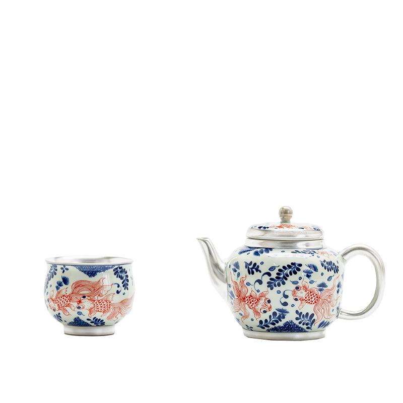 High-End Blue And White Silver Master Cup Ceramic Tea Cup Retro High-End Personal Special Single Cup Kung Fu Tea Set Teacup