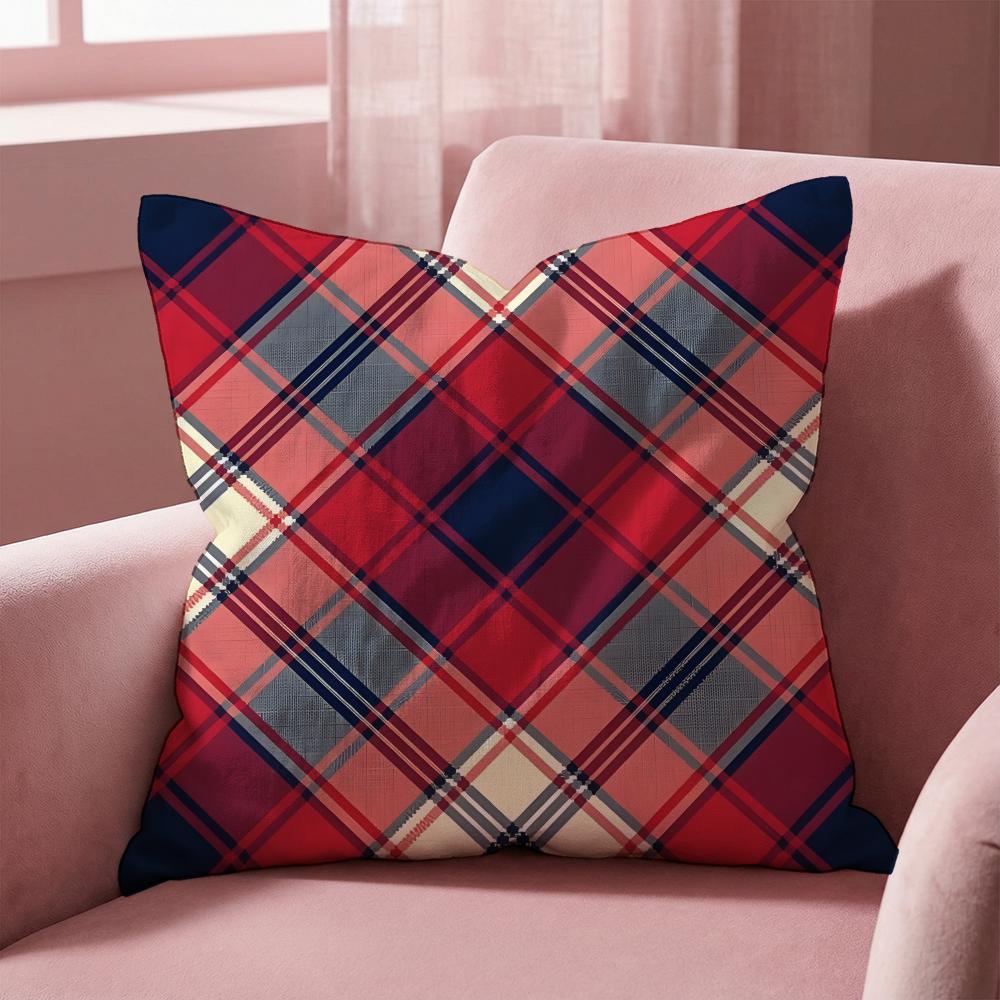 Checkered Pattern Cushion Cover MultiScene Pillow Cover for Home Car Reversible Soft Durable for Daily Use