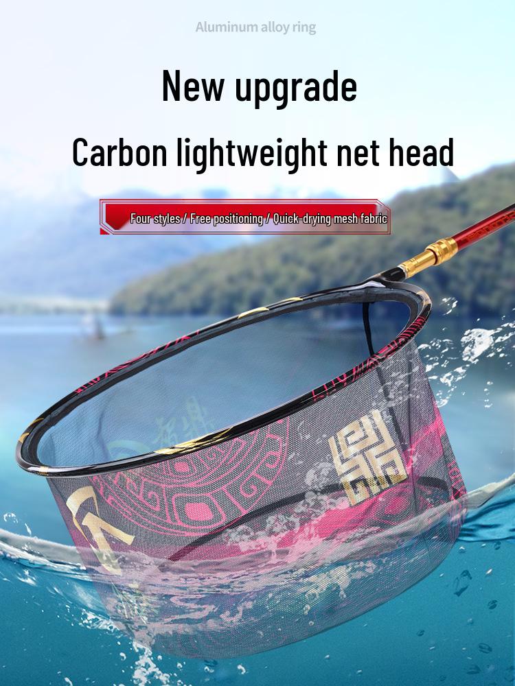 Black Pit Reinforced Quick-Dry Fishing Net: Anti-Jump & Anti-Hook Design with Integrated Ring.