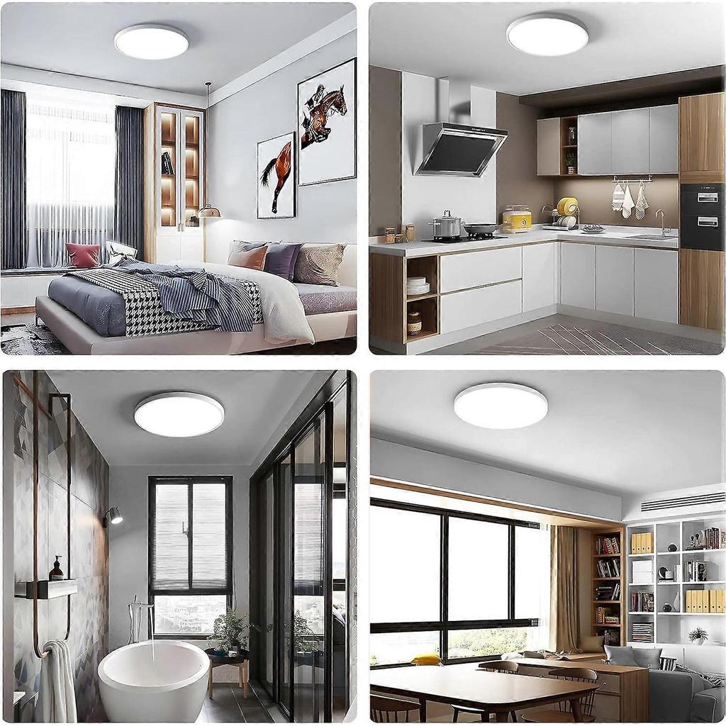 24W Round LED Ceiling Light, 6500K Ceiling Light, 2400LM Modern Light, Living Room, Bedroom, Kitchen, IP44, 23cm