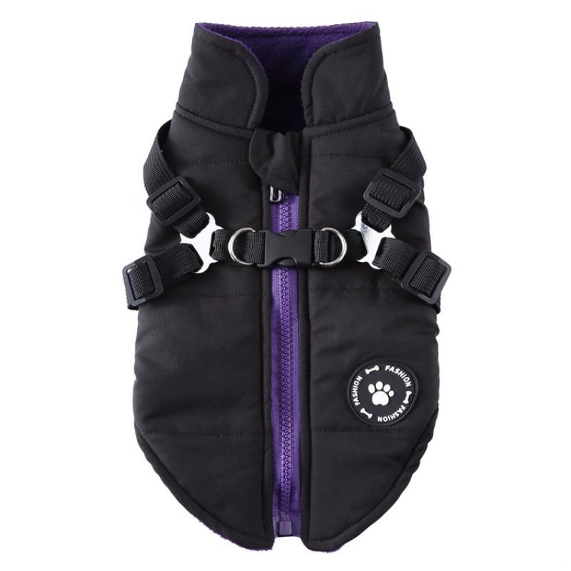 Pet Winter Cotton Jacket With Leash Loop Small Dogs Cats Teddy French Bulldog Puppy XS To 2XL