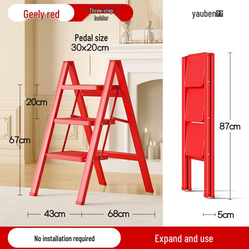 Telescopic Folding A-Frame Ladder: Indoor Multifunctional Step Stool with 3-4 Steps