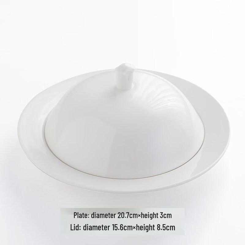 Gold Rim Nordic Ceramic Western Dinner Plate with Lid