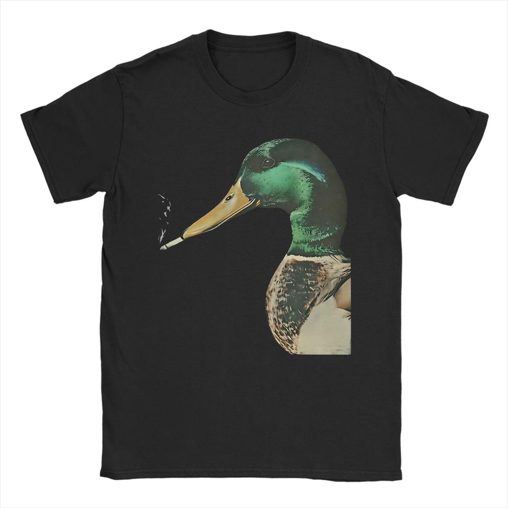 Unisex Women Graphic Print Mallard Smoking Cigarette Meme Funny Mallard Duck Hunting T Shirt Tee Cotton Tshirts Clothing