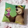 Cartoon M-Masha And The Bear Cushion Cover Premium Comfort Reversible Pillow Cove -Two In One Design For Any Room & Car Interior