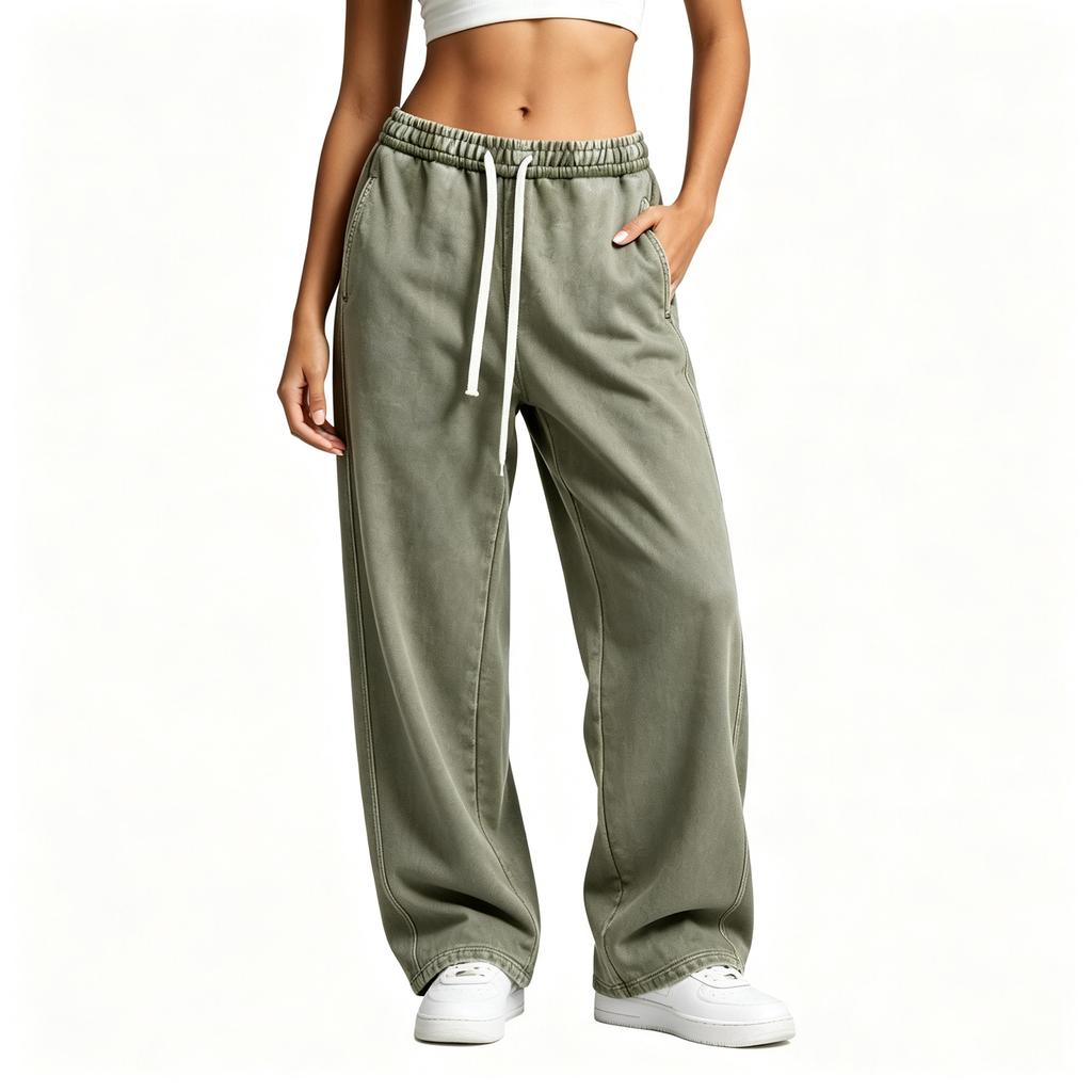 Damen locker sitzende Wide Leg Jogginghose Lässige Sporthose für, Training und Alltag