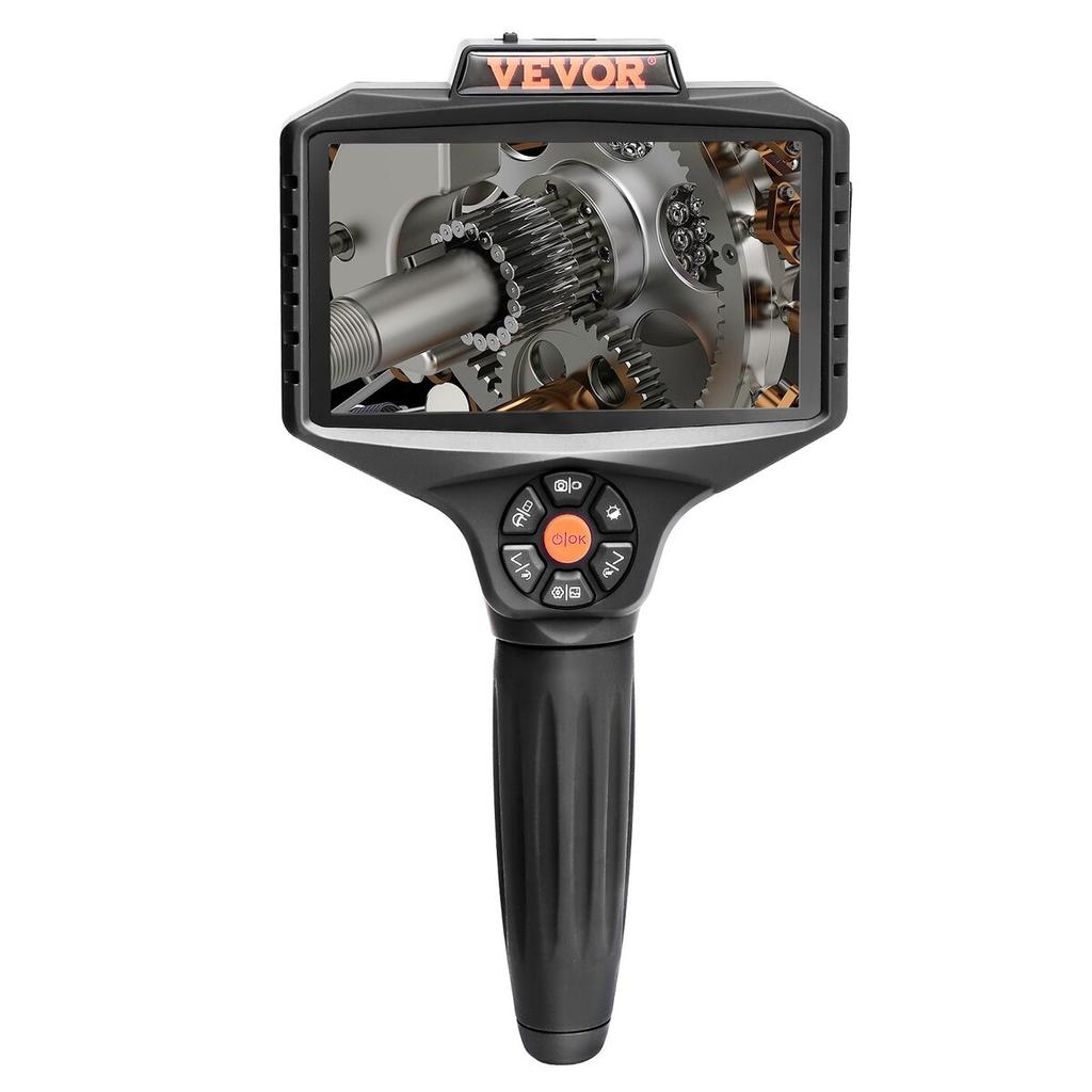 Triple Lens Inspection Camera with Light, 5" IPS Screen Industrial Borescope, 8X Zoom 1080P HD Split Screen, 10 LED Lights Scope Camera for