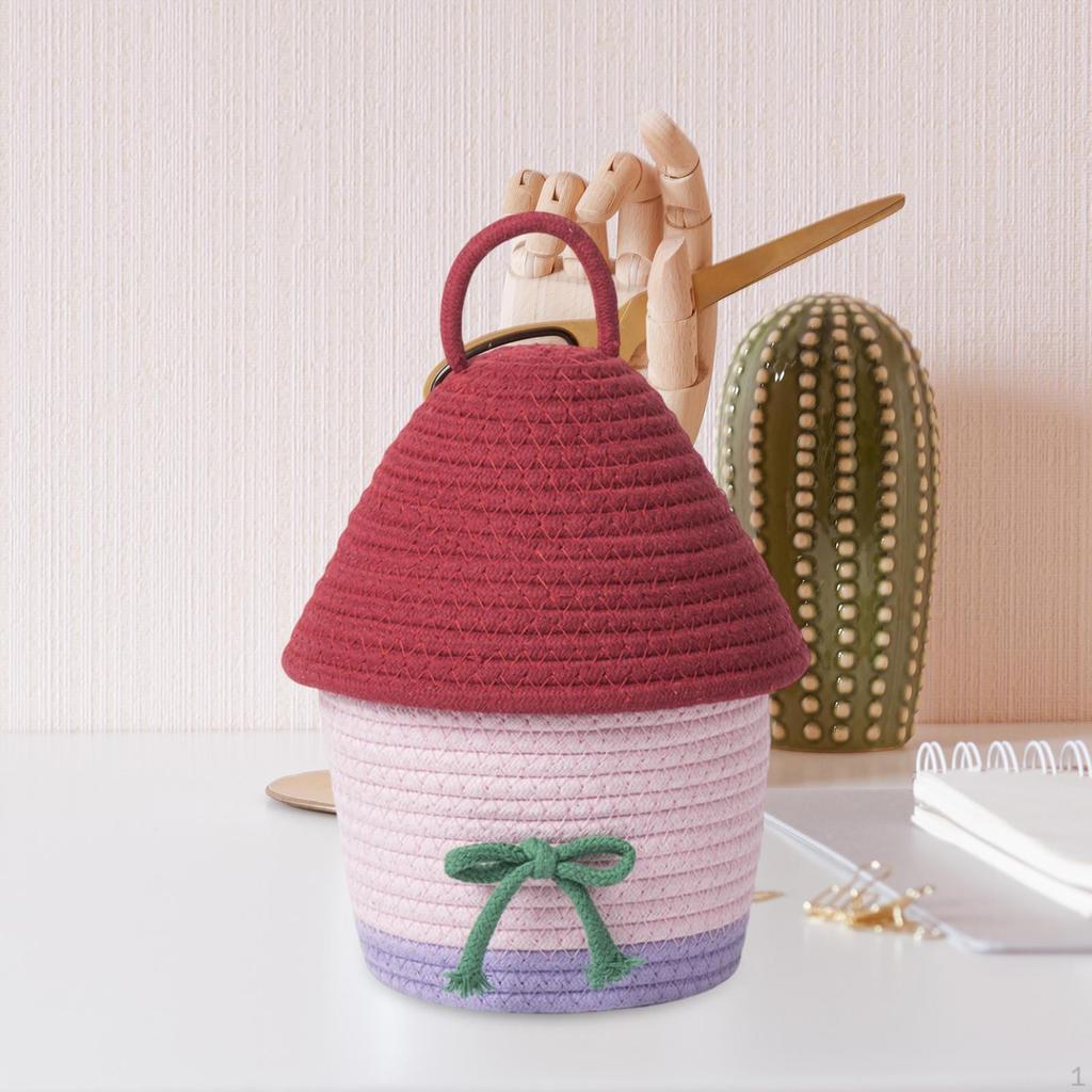 Cotton Rope Woven Basket Desktop Organizer Creative Decorative Home Supplies Organiser Snack Holder