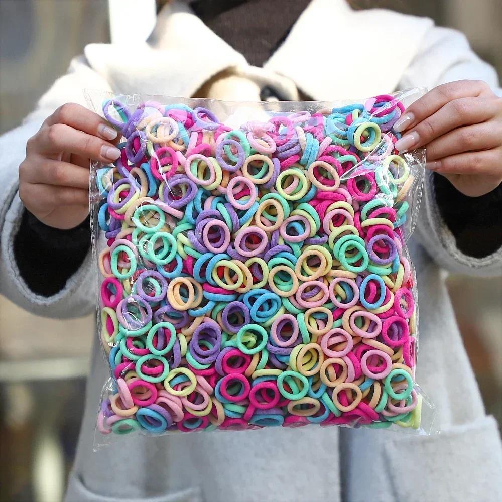 100/200 Pezzi Elastici Colorati in Nylon per Capelli da Donna e Ragazza, Elastici per Coda di Cavallo, Piccolo Elastico per Capelli, Elastici di Gomma, Scrunchie, Accessori per Capelli