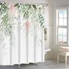 Blue Watercolor Floral Shower Curtain, Botanical Wildflower Design, Waterproof Polyester With Hooks