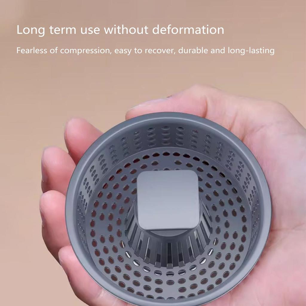 Upgraded Silicone Kitchen Sink  Strainer And Stopper Combo, 304 Stainless Steel Wrapped Housing, Silicone Anti-Clog Basket Strainer With Handle