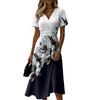 Ladies' Floral Casual Fashionable Short Sleeved V-neck Dress