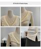 French Lace Patchwork V-neck Knit Cardigan for Women - Slim Fit Autumn/Winter Top