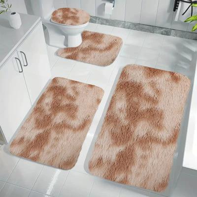WC-Sitzbezug 4-teiliges 3-teiliges Set Badematte Duschraum Bodenteppich Zuhause Badezimmer Rutschfest Saugfähig Fußmatte Badewannendekor Teppich