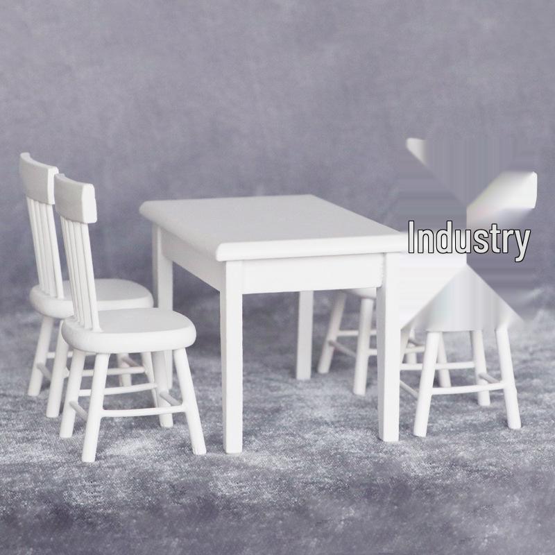 

1:12 Кукольный домик Ресторан Мини Обеденный набор - Белый стол и стулья (5 шт)