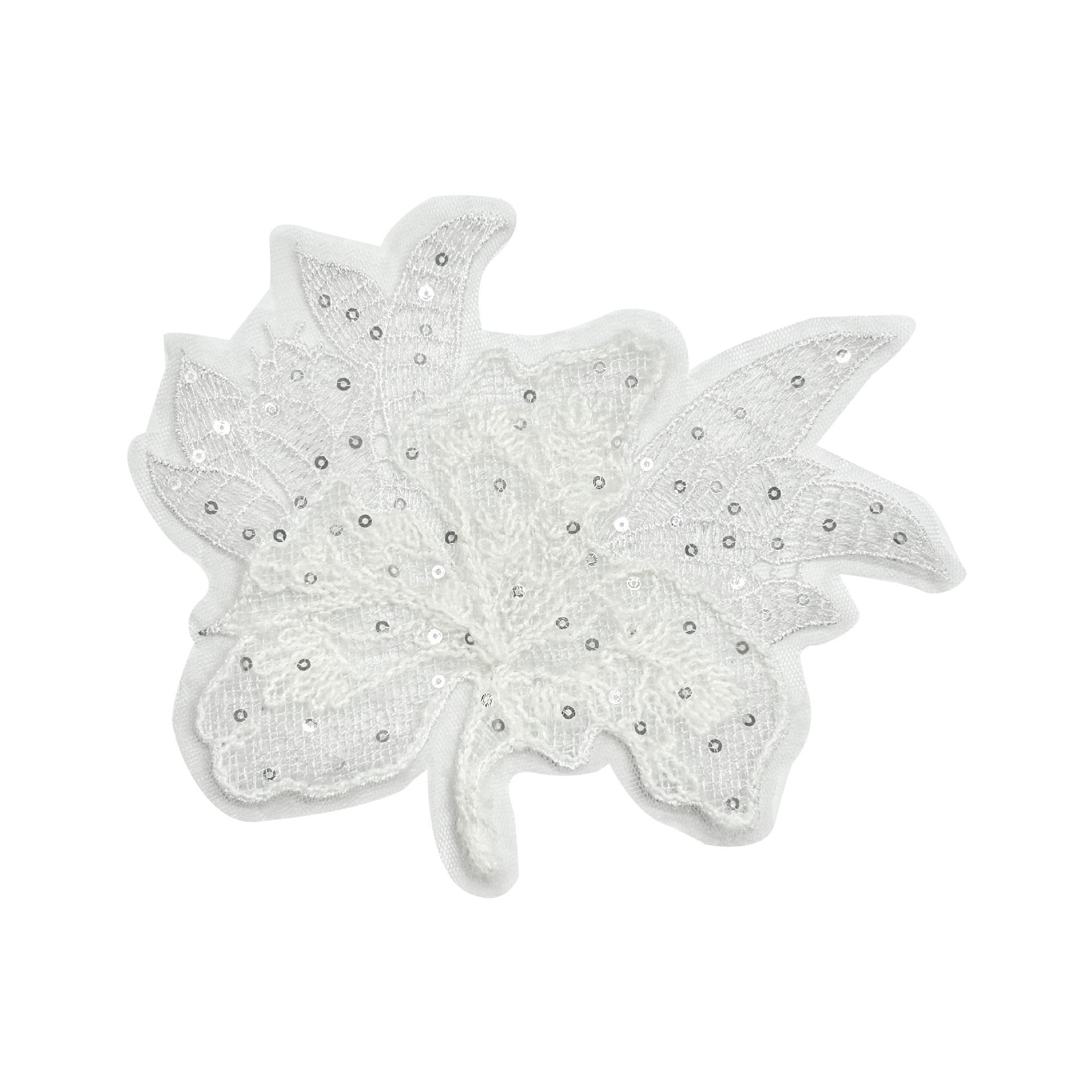 

Белое кружевное сетчатое вышитое пайетками кружево, аксессуары для рукоделия, украшение детского свадебного платья, свитера, цветочная тканевая наклейка, швейная фурнитура H5140