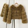 European and American short autumn and winter new round neck fashion warm imitation raccoon fur coat women's fur coat