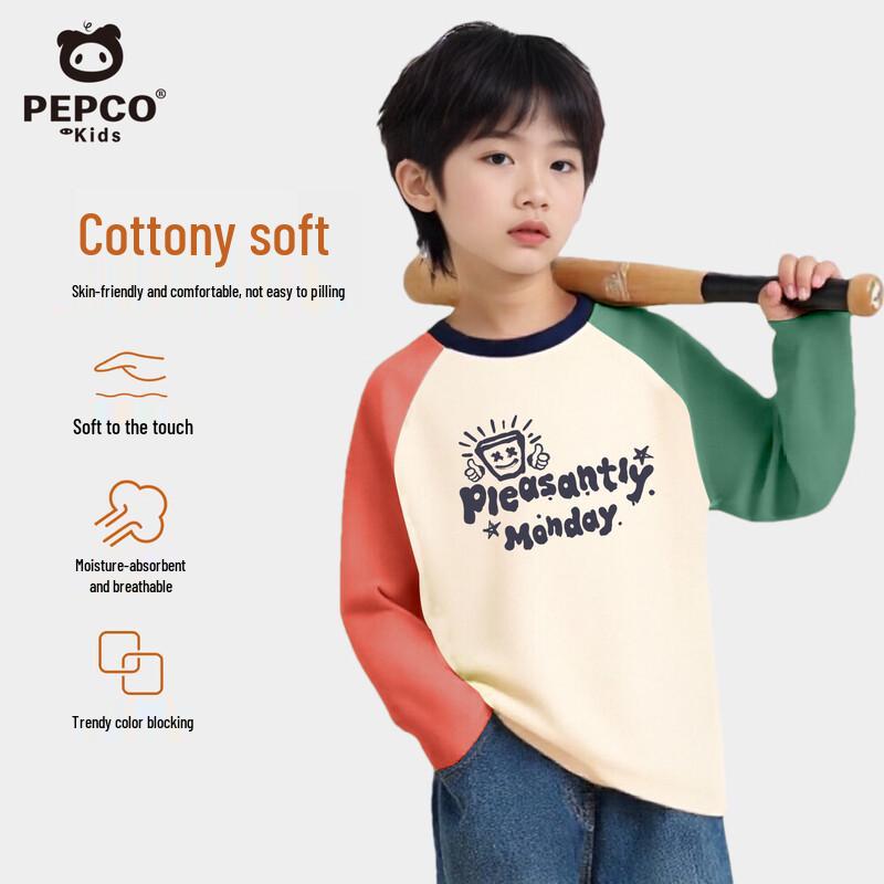 PEPCO Boys  100% Cotton Raglan Color Block Long Sleeve T-Shirt 130