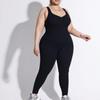 Plus Size Ribbed Backless Jumpsuit: Double Shoulder Strap, Body Shaping, Seamless Hip Lifting Yoga Wear