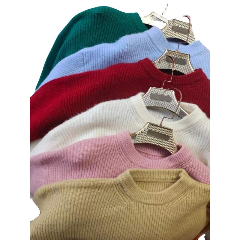 Loose Round Neck Solid Color Sweater Thick Warm Comfortable Women's Long Sleeved Pullover Simple Casual Base Shirt Harajuku Style Autumn and Winter