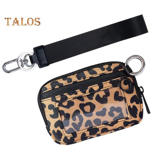 

Кошелек для отдыха на природе с ремешком, водонепроницаемый чехол-браслет с прозрачным окошком, 3 кармана на молнии, держатель для монет, спортивная поясная сумка для путешествий, унисекс леопардовый