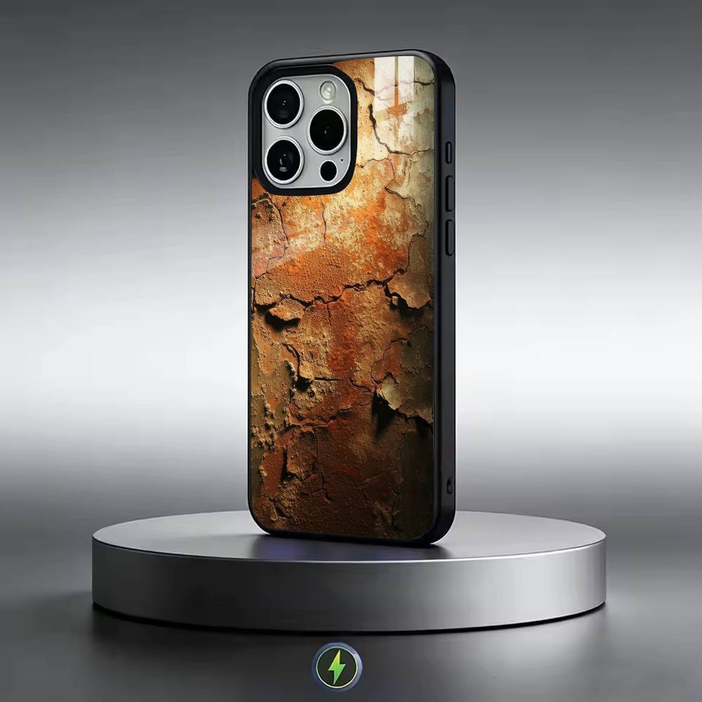 Retro Rost D-Design Handyhülle für iPhone 17, 16, 15, 14, 13, 12, 11 Plus, Pro Magnetisch mit Magsafe Kabelloses Laden