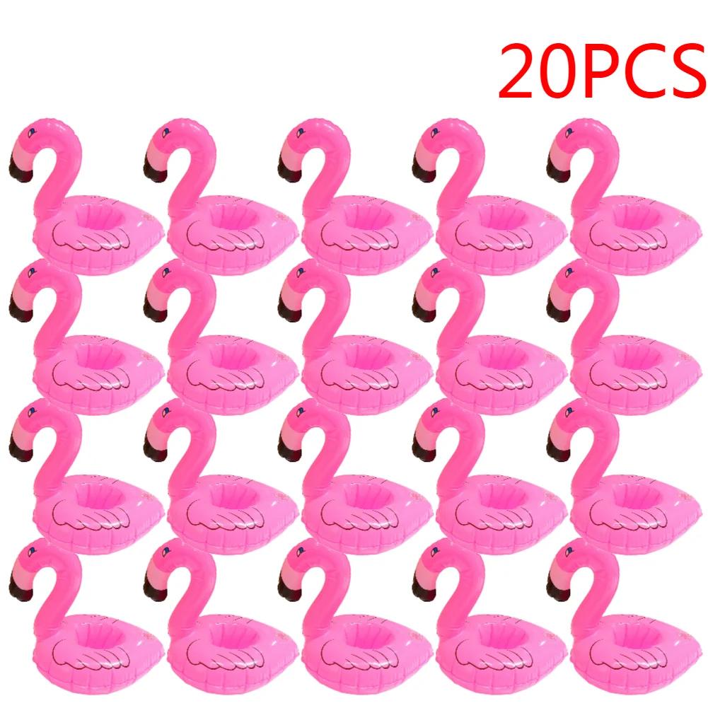 1-20 Pcs Inflatable Drink Cup Holder Tropical Flamingo Party Decoration Swimming Pool Toys PVC Floating Beverage Cup Holder Tray