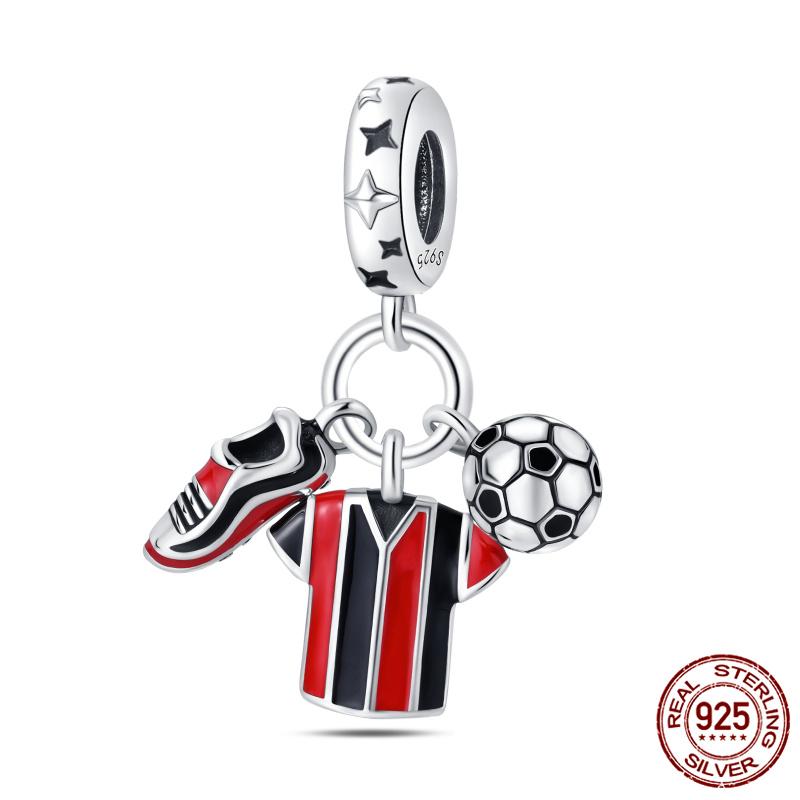 Compatible With Authentic Original Bracelets and 3MM Bracelets Do It Yourself European Football Charm Bead Components 100% Copper Metal High Quality