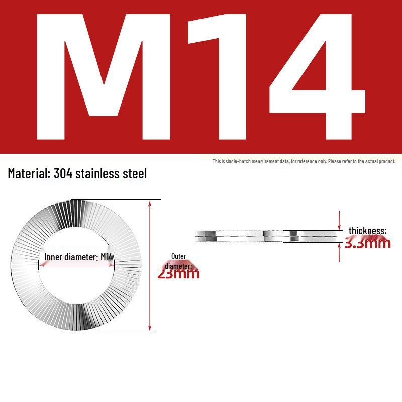 DIN25201 304 Stainless Steel Self-Locking Double Stack Washer, 65Mn Manganese Anti-Loosening, Double-Sided Tooth Layer.