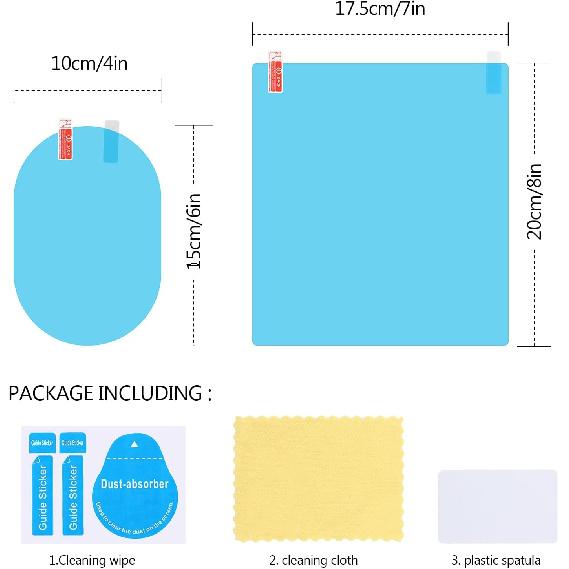 8 Pieces Car Rearview Mirror Film, Anti Fog Glare Rainproof Waterproof Mirror HD Clear Nano Coating Car Film, Protective Sticker for Rear View