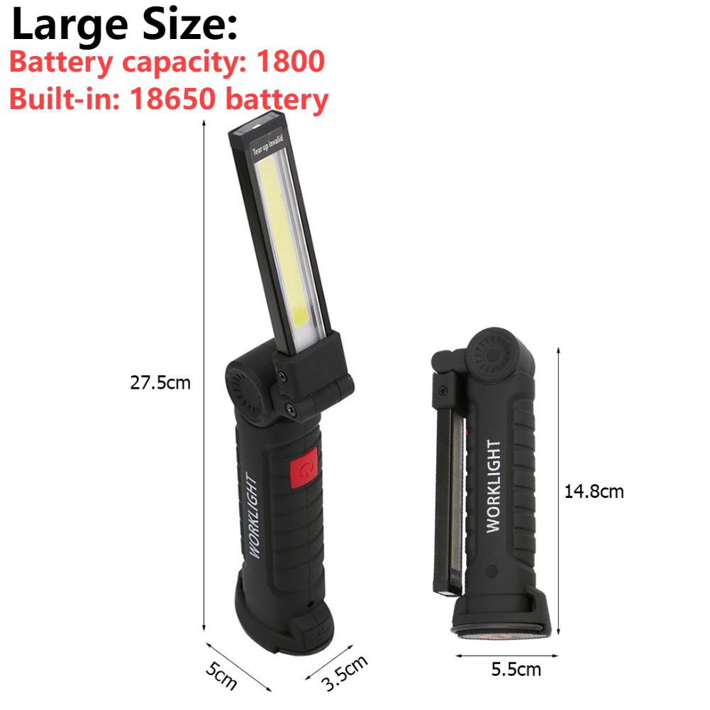 COB LED Work Light Dimmable USB Rechargeable LED Flashlight Inspection Lamp With Magnet&Hook 14500/18650 Battery Torch Light