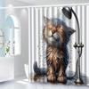 1pc Cute Kitten Pattern Shower Curtain with Hook Water-washing Shower Curtain Bath Partition Bathroom Accessories Home Decor