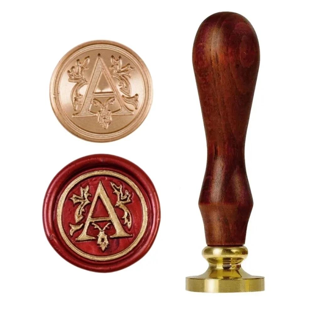 1set 26 Letter A-Z Wax Seal Stamp with Wooden Handle, Wax Seal Paint Copper Head for Envelope Gift Invitation Card Sticker