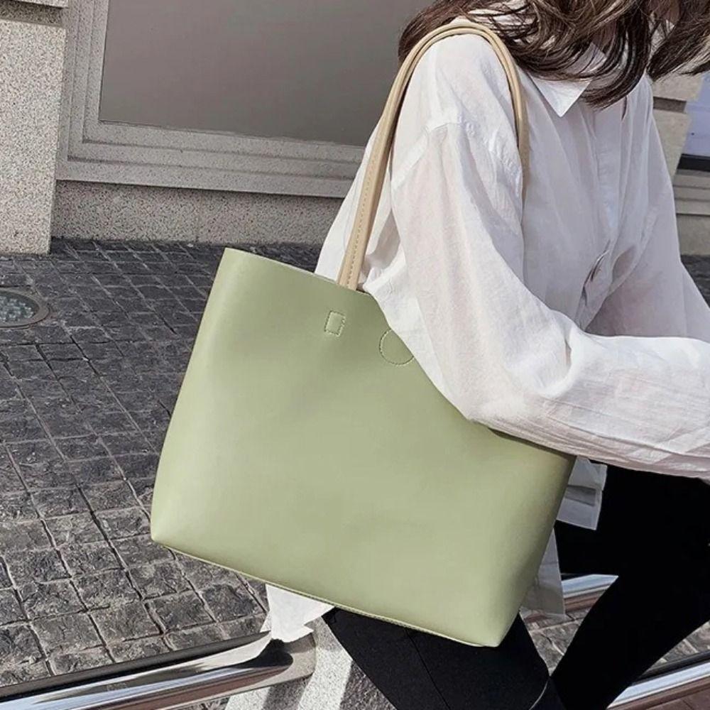 Pu Leather Sweet Shoulder Bag Minimalist Design Luxury Handbag Elegant Underarm Tote Bag  Party