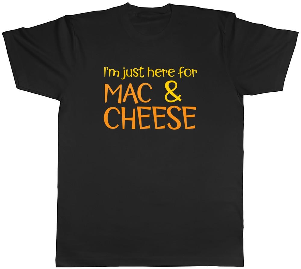 Just Here for Mac and Cheese Mens T-Shirt Macaroni Pasta Funny Tee Gift 2XL