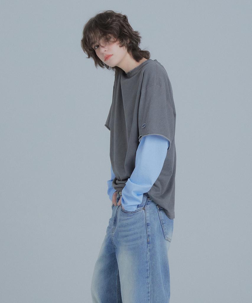 Peulaentigseobiseu Vintage Layered Long Sleeve - Charcoal