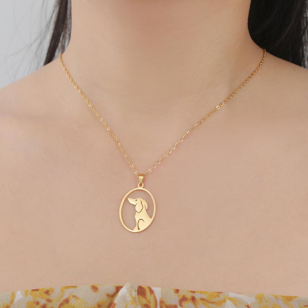 Cazador Stainless Steel Sitting Dog Oval Pendant Women's Earrings 2026 Jewelry Hanging Earrings Valentine Gifts for New